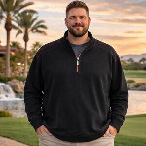 Rare 4XL Big & Tall Tommy Bahama 100% cotton knit half-zip — true 60" chest.